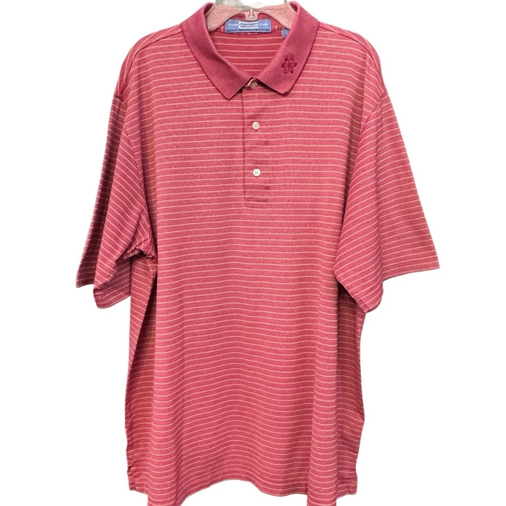 Carnoustie Red Striped Luxury Cotton Golf Polo Shirt Men’s Large